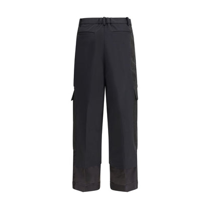 Black Polyester Cargo Pants