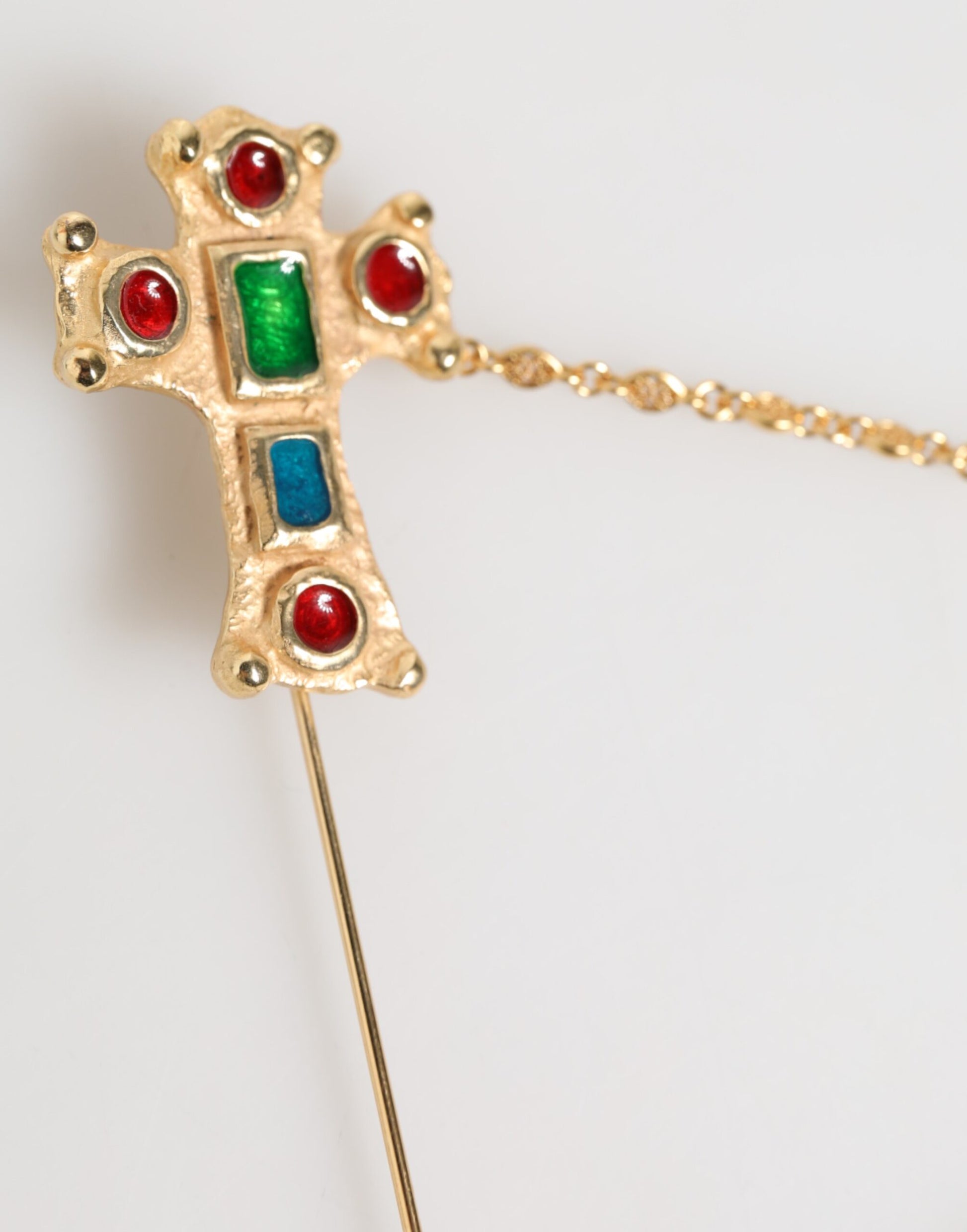 Lapel Pin Cross Logo Gold Chain Mens Accessories Brooch