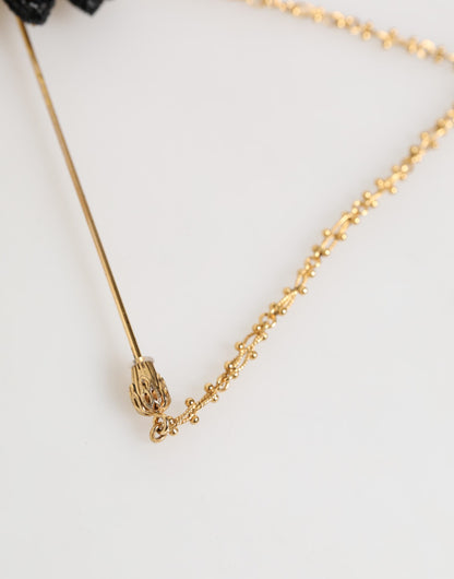 Lapel Pin Gold Brass Black Crystal Bee Accessories Brooch