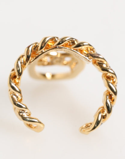 Gold Tone Brass Oval DG Logo Chain Adjustable Ring