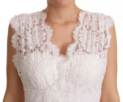White Flower Lace Corsage Long Maxi Dress