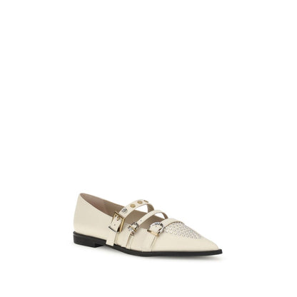 Cream Leather Ballet Flats