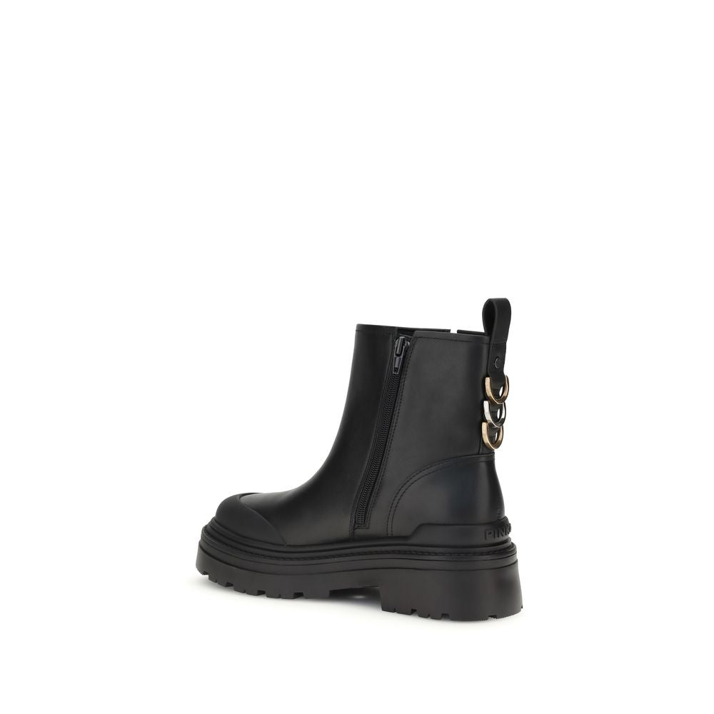 Black Calf Leather Bos Taurus Ankle Boots