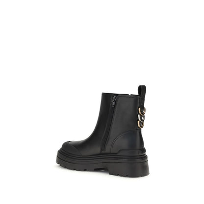 Black Calf Leather Bos Taurus Ankle Boots