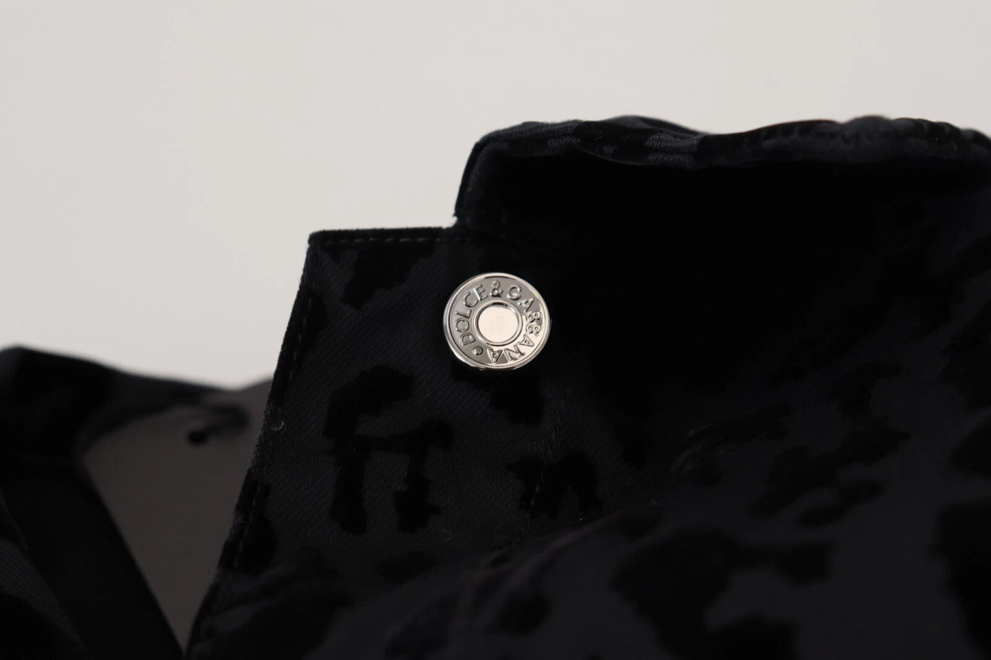 Cotton Black Leopard Long Sleeve Denim Jacket