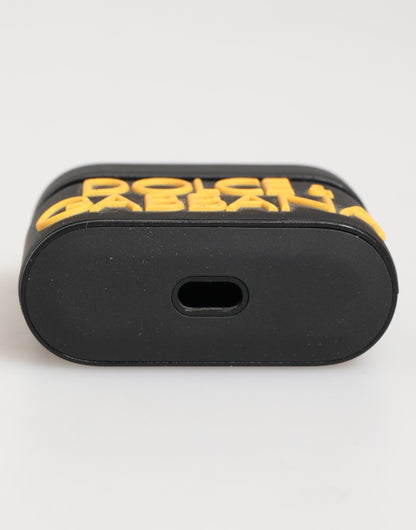 Black Yellow Rubber Logo Embossed Accessory Airpods Case