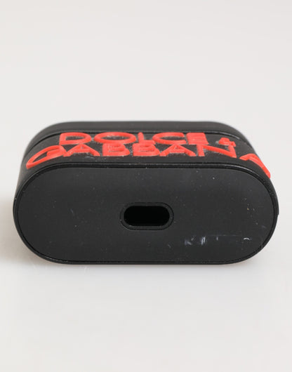 Black Orange Rubber Logo Embossed Accessory Airpods Case