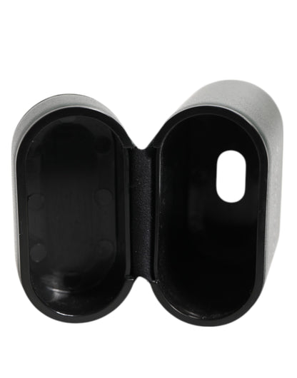 Army Green Calfskin Leather Logo Flip Holder Airpods Case