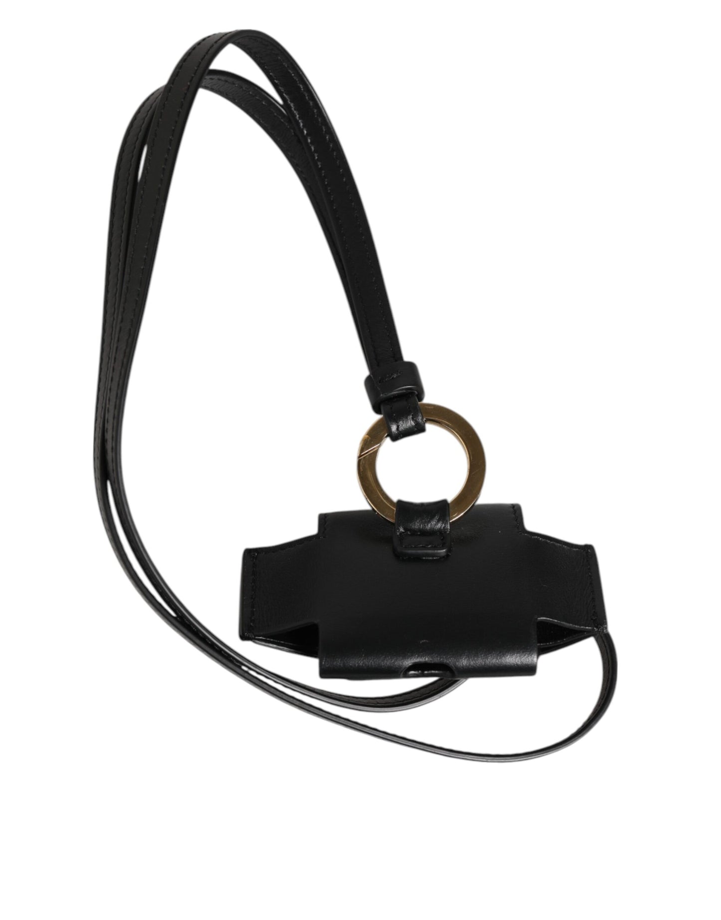 Black Leather Strap Gold Metal DG Logo Plaque Airpods Case