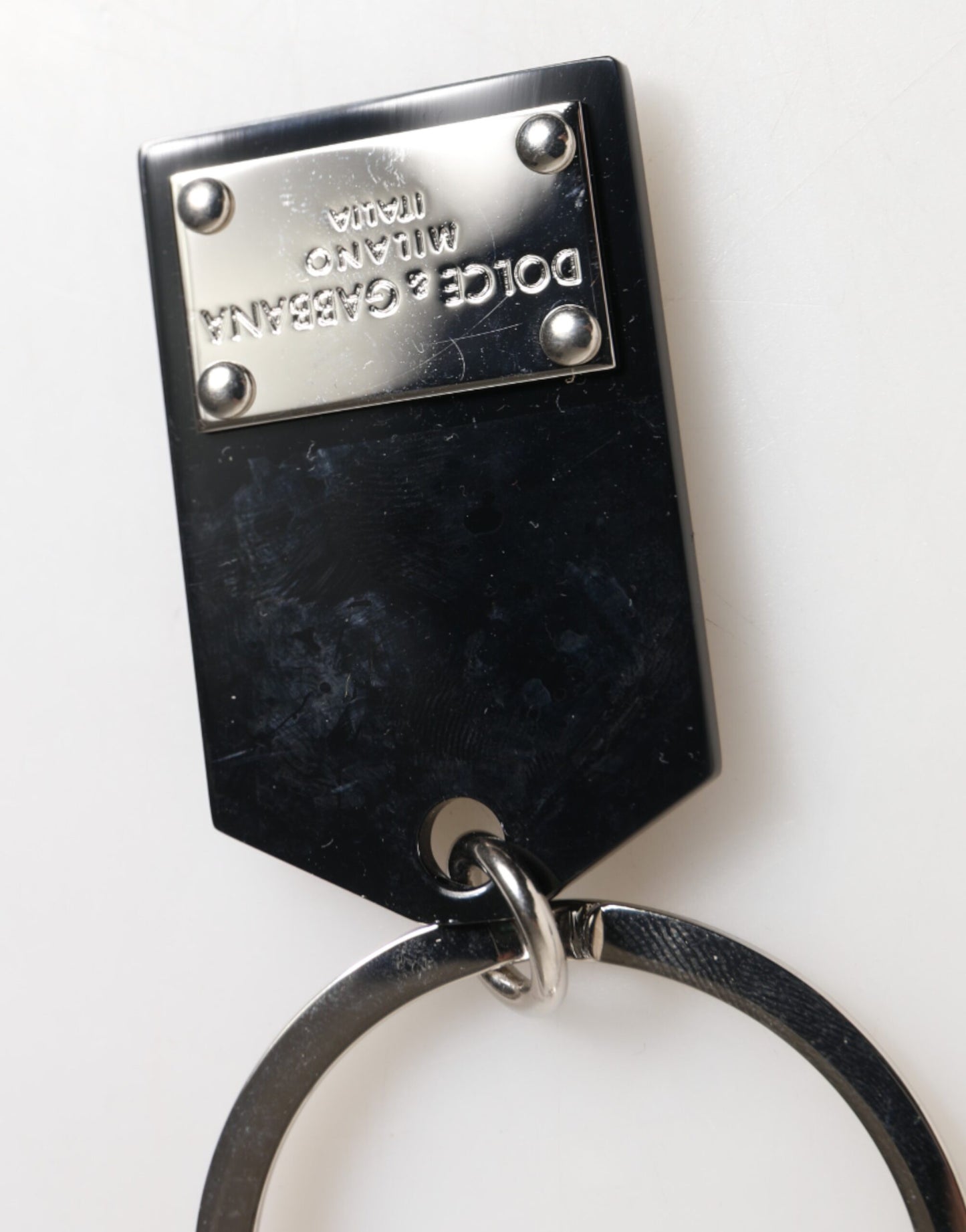 Black Sint Glass Plaque DG Logo Metal PlateKeychain Keyring