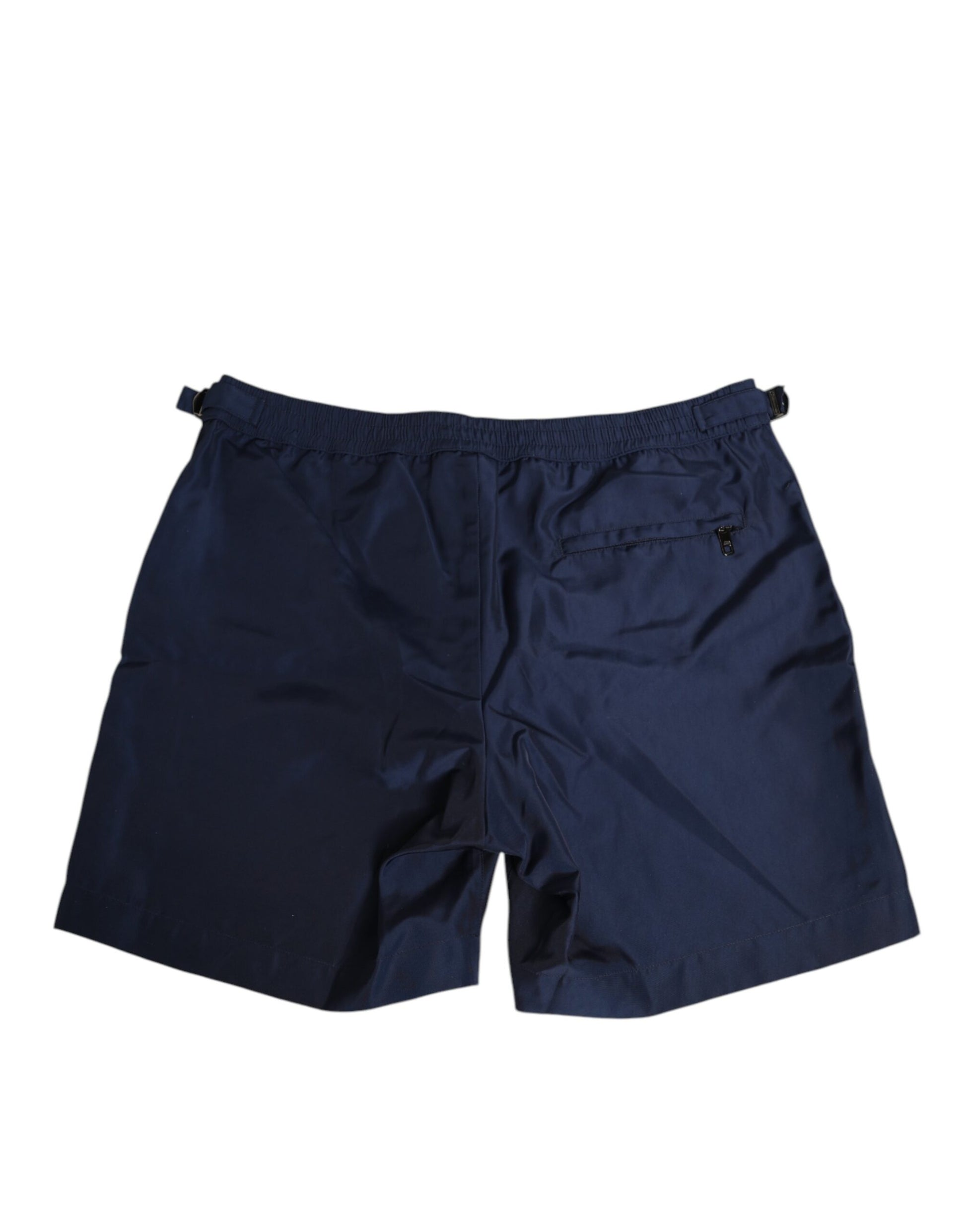 Navy Blue Polyester Logo Buckle Waist Swimwear
