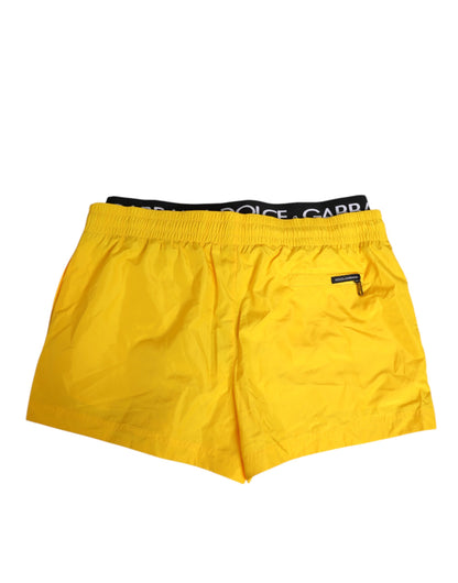 Yellow Drawstring Beachwear Men Shorts Swimwear