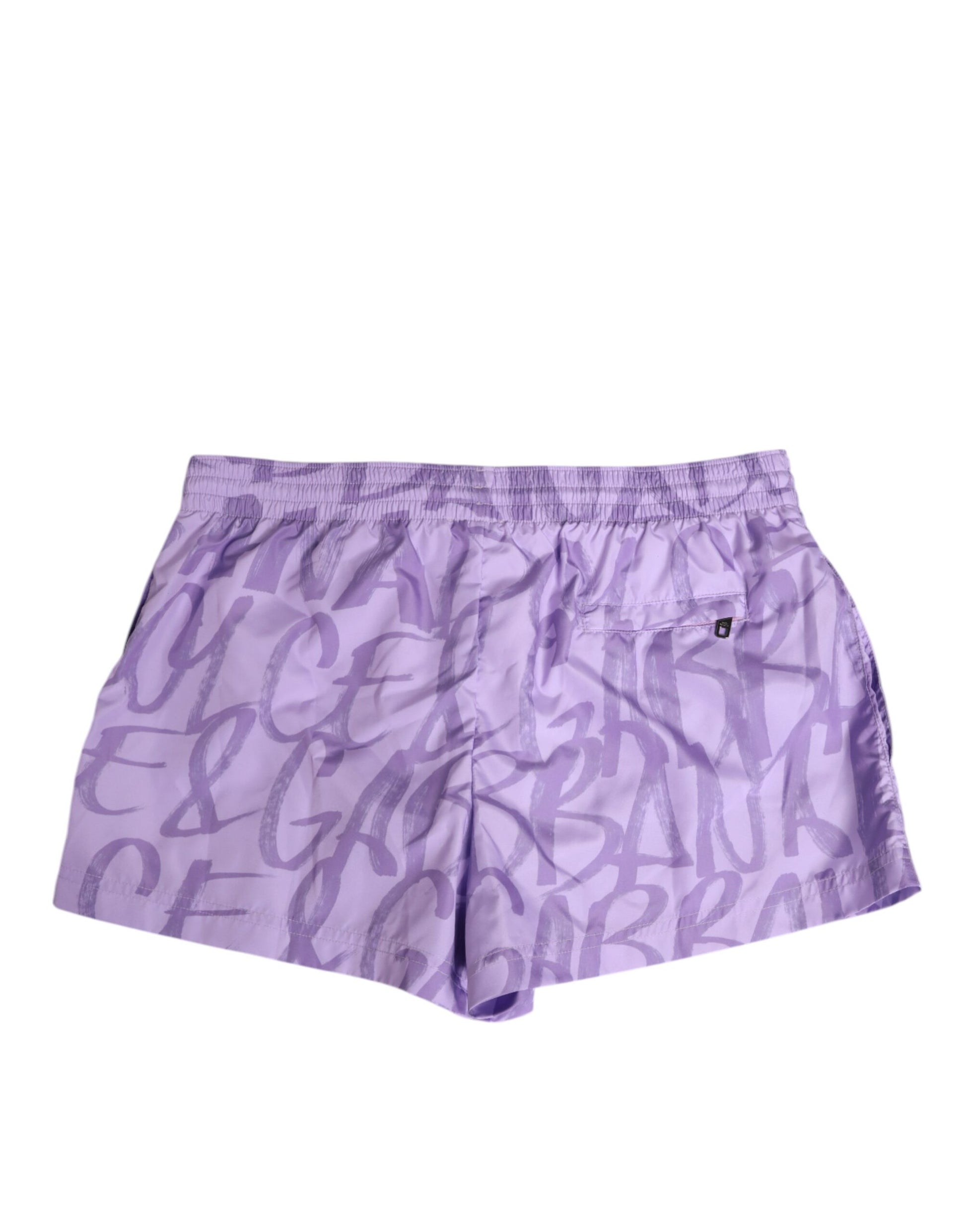 Purple DG Logo Print Nylon Men Shorts Swimwear