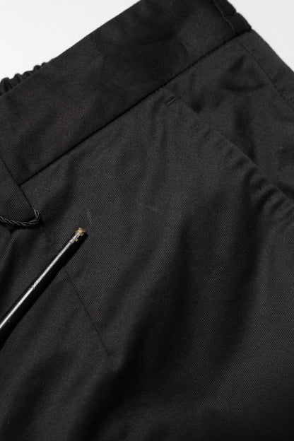 Black Cotton Tapered Men Formal Trousers Pants