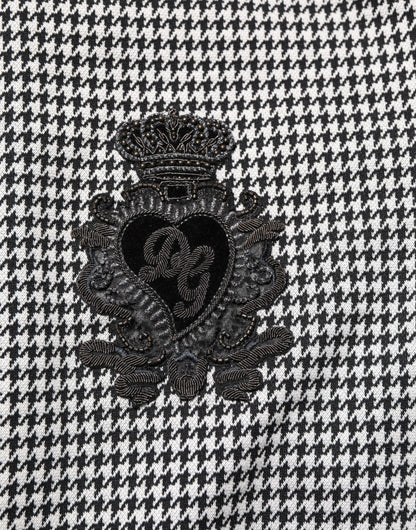 Black White Houndstooth Wool Crest Jacket Sweater
