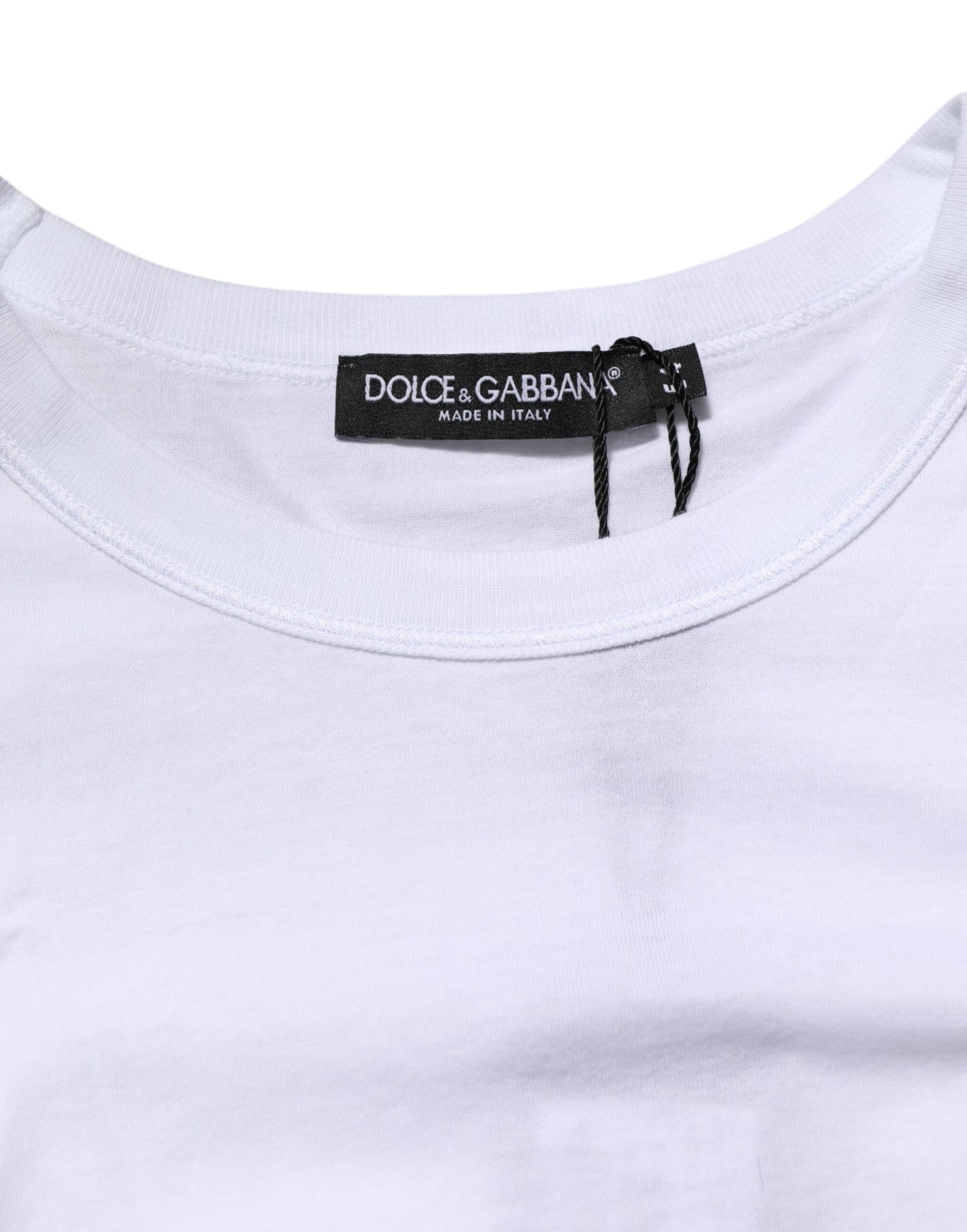 White Logo Plaque Cotton Crew Neck T-shirt