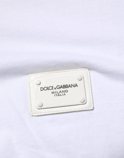 White Logo Plaque Cotton Crew Neck T-shirt