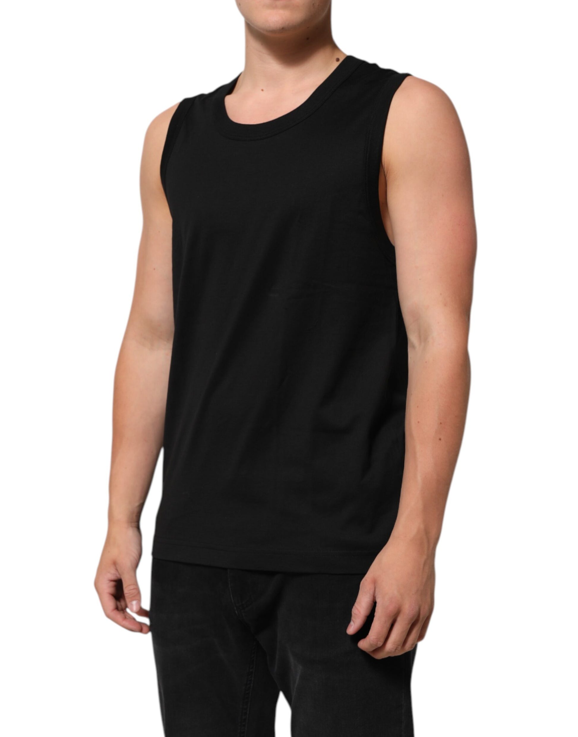 Black Cotton Sleeveless Underwear Men Tank Top
