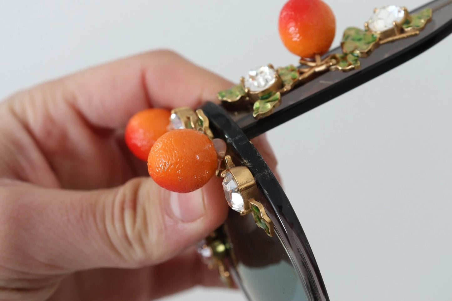 DG4283B Acetate Crystals Orange Appliques Sunglasses