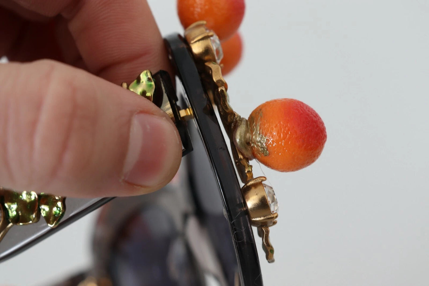 DG4283B Acetate Crystals Orange Appliques Sunglasses