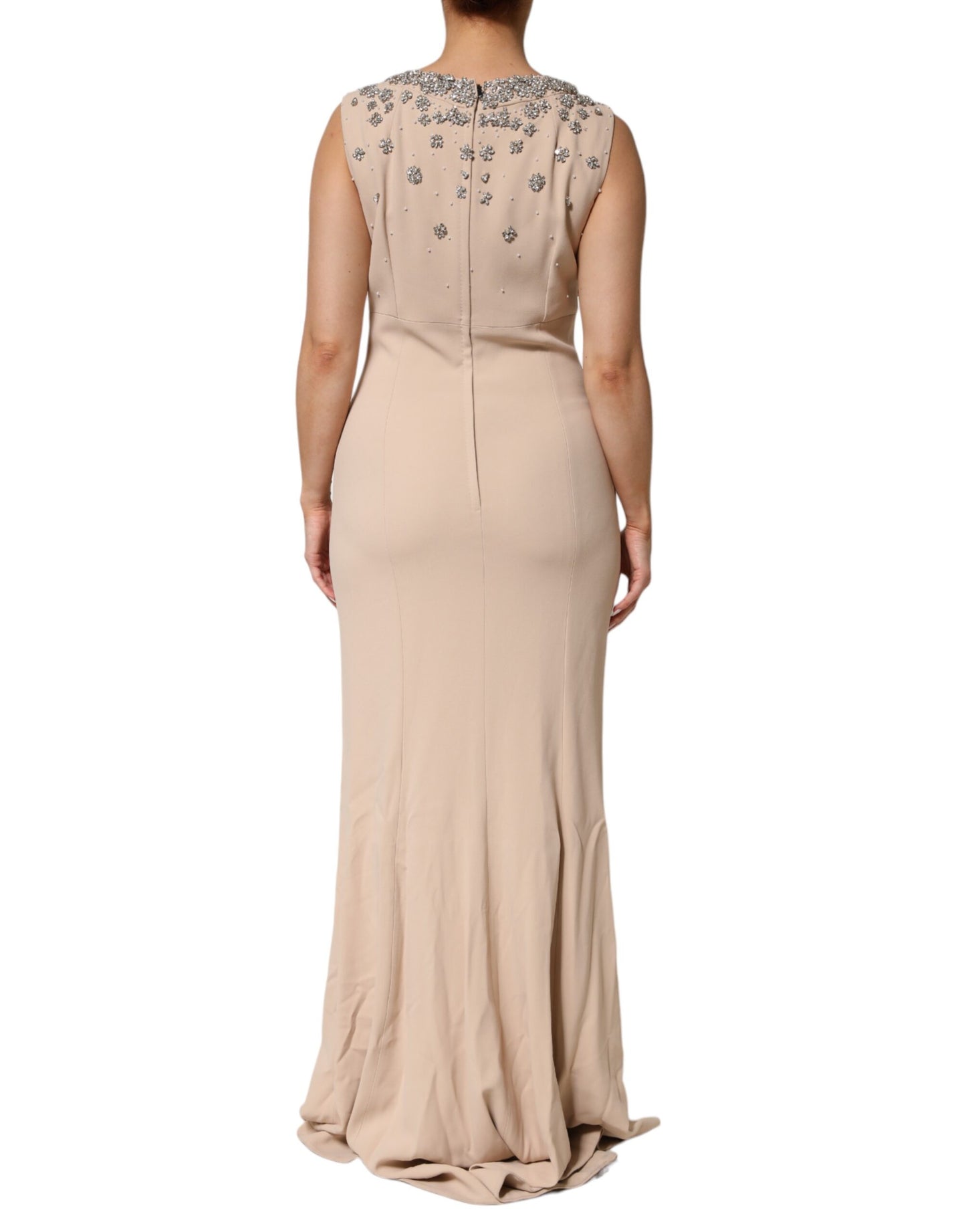 Nude Ecru Beaded Crystal Embellished Dress