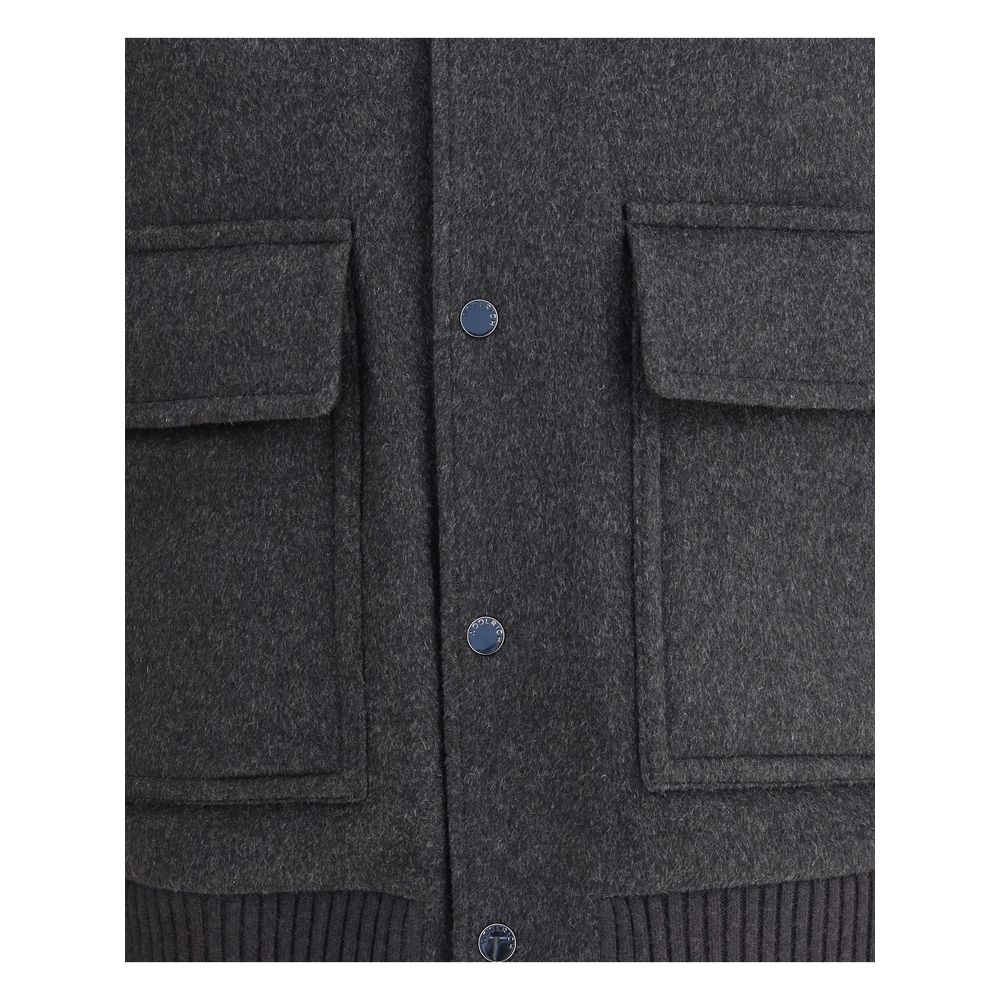 Gray Polyester Bomber