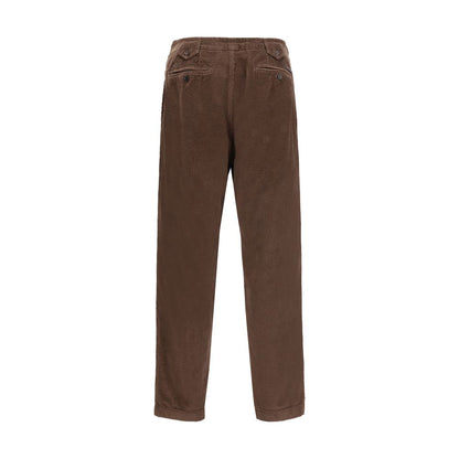 Brown Cotton Casual Pants