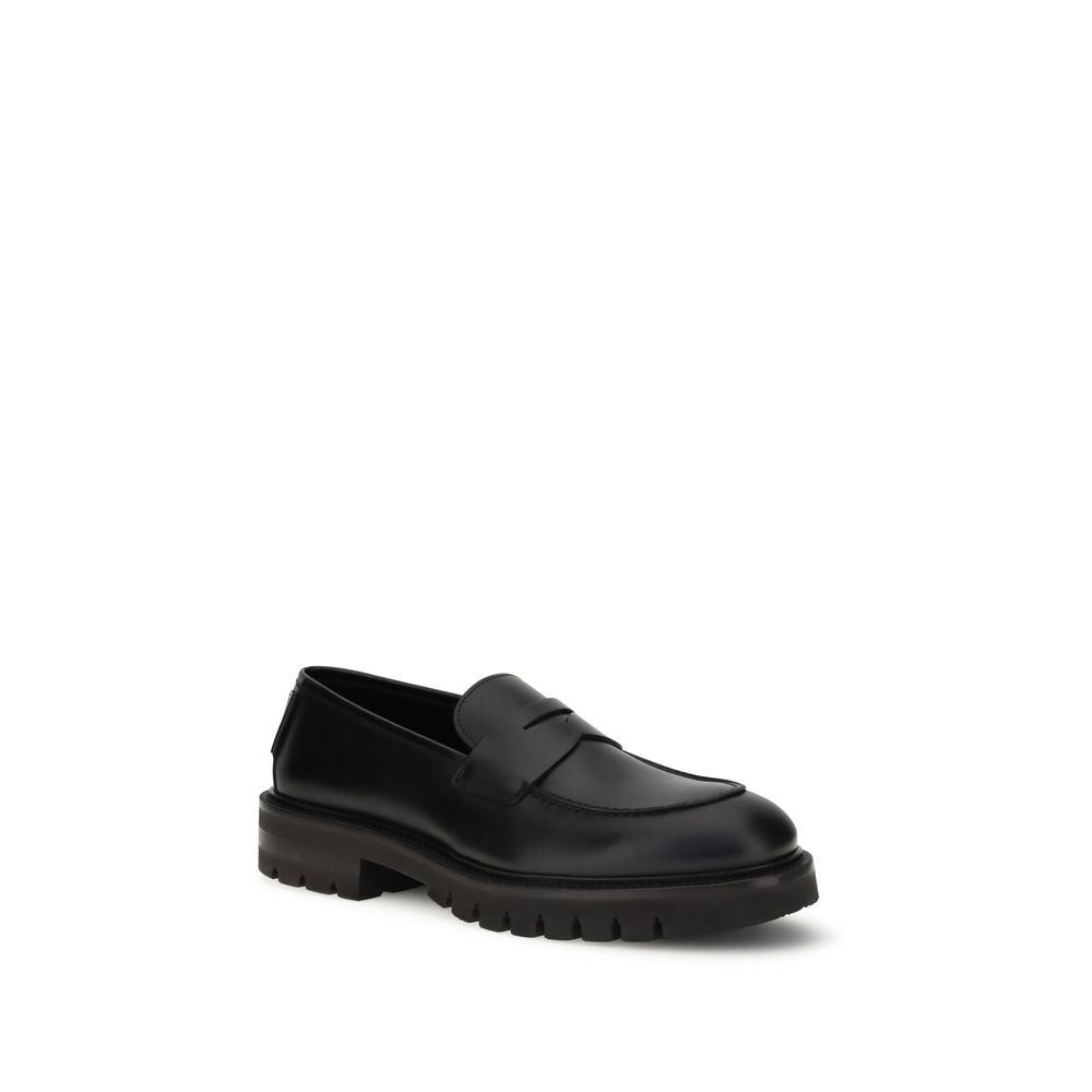 Black Rubber Slip-On Loafers