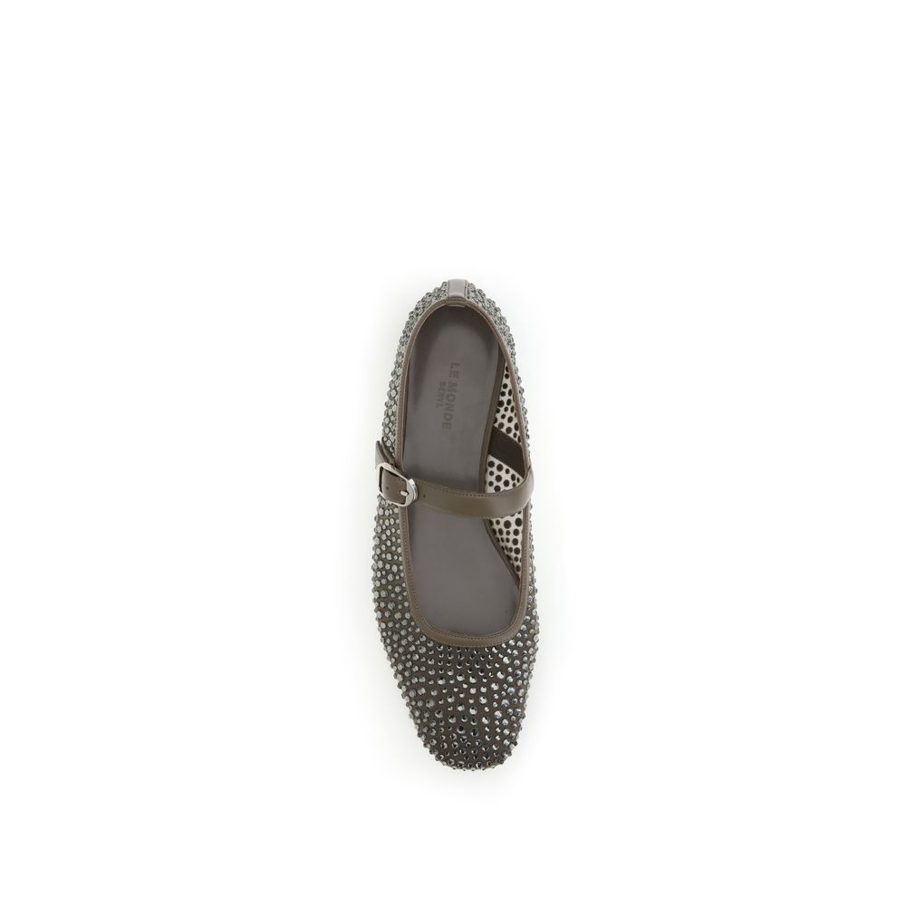Gray Other Fibres Ballet Flats