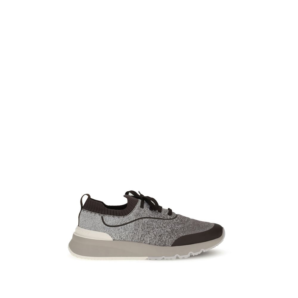Gray Cotton Athletic Sneakers