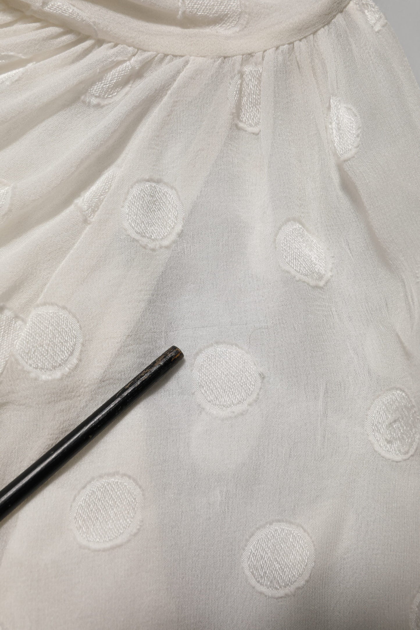 White Polka Sheer Silk Bow Tie Shirt Blouse Top