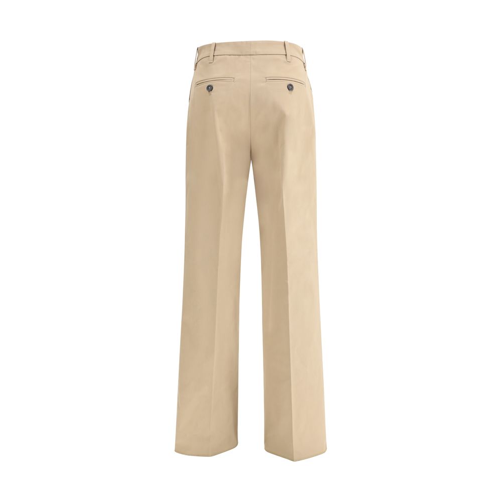 Beige Cotton Casual Pants