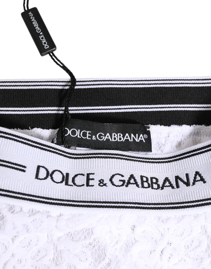White Lace Slip Brief Logo Waistband Underwear