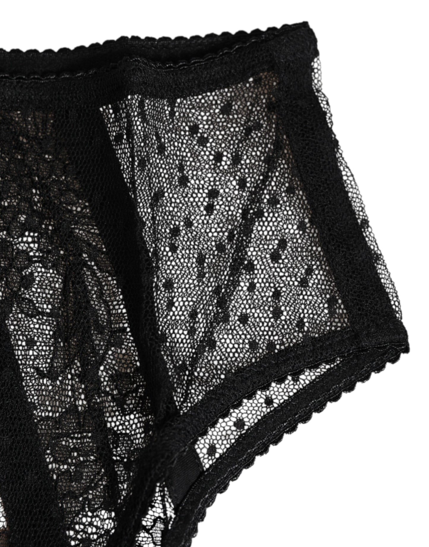Black Floral Lace Sheer Mesh High Waist Underwear