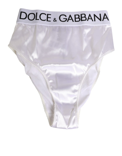 White Satin High-Waist Brief Logo Women Underwear