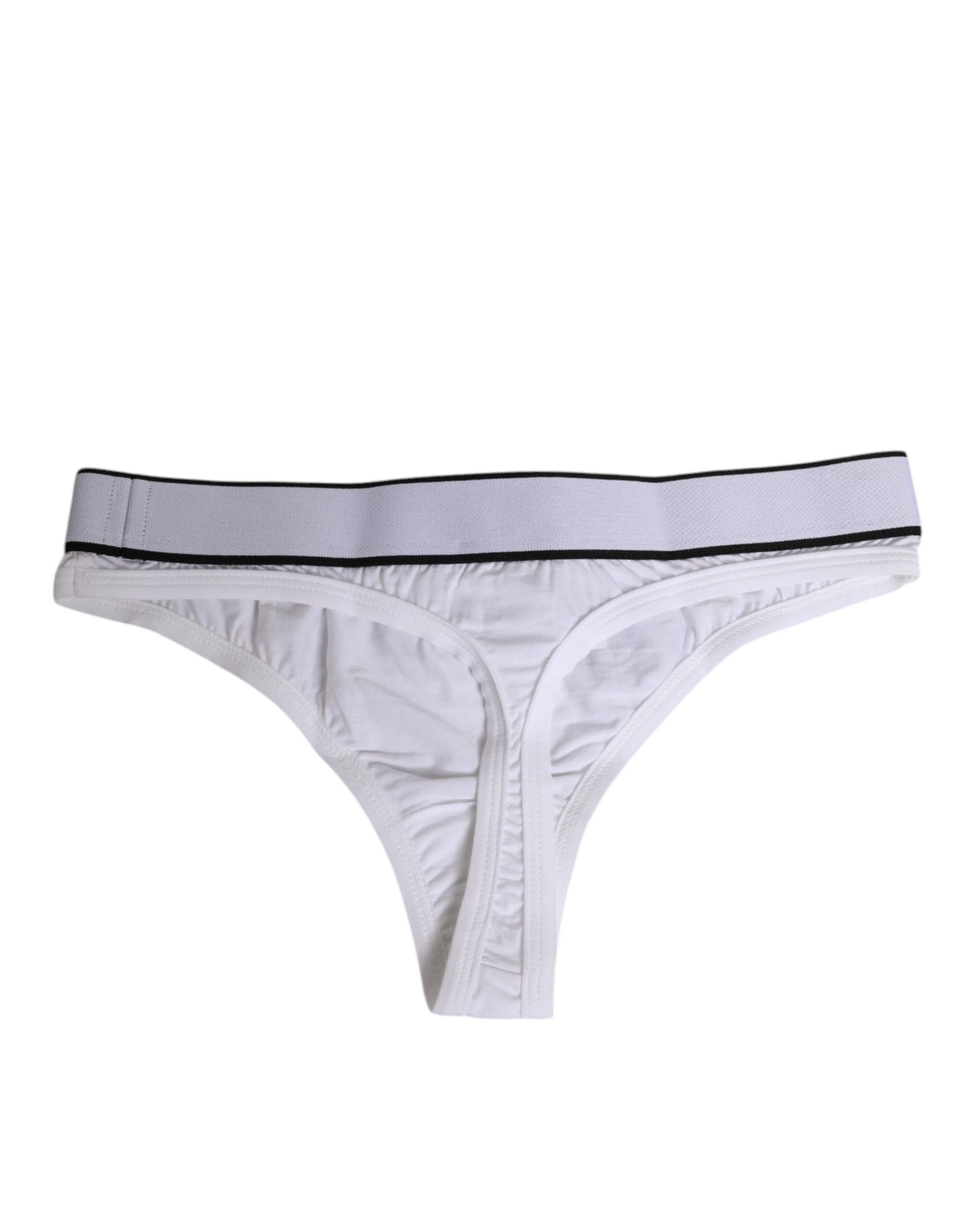 White Logo Waistband Modal Cotton Thong  Underwear