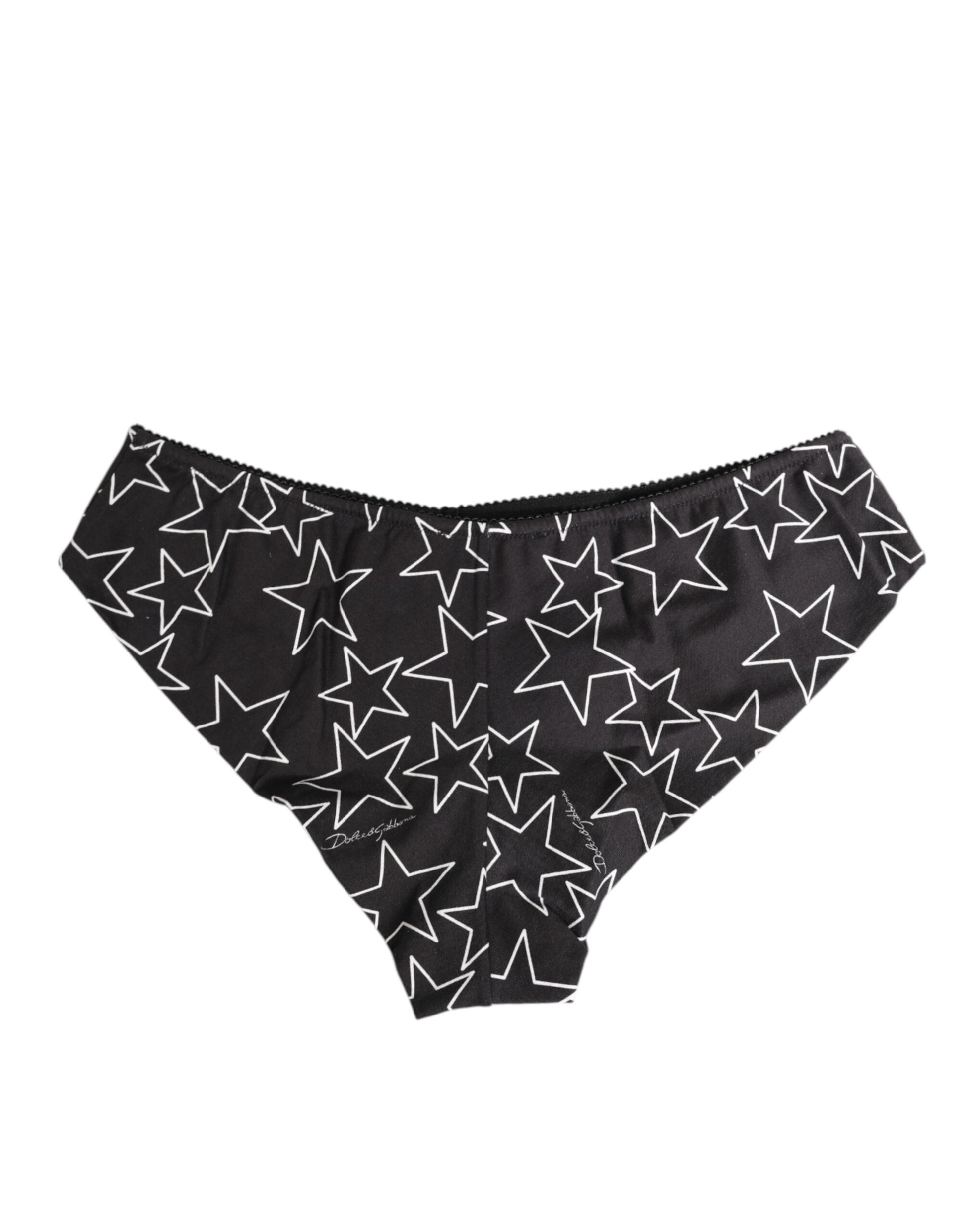 Black White Star Print Cotton Slip Panty Underwear
