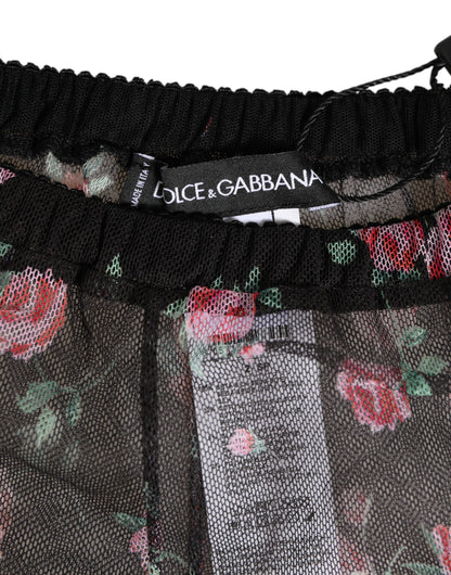Black Pink Floral Lace Mesh Lingeri Underwear