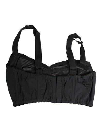 Black Stretch Nylon Bustier Bra Underwear