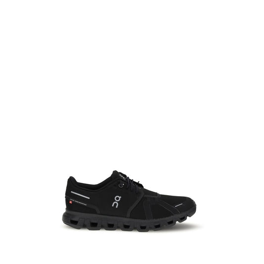 Black Polyurethane Athletic Sneakers