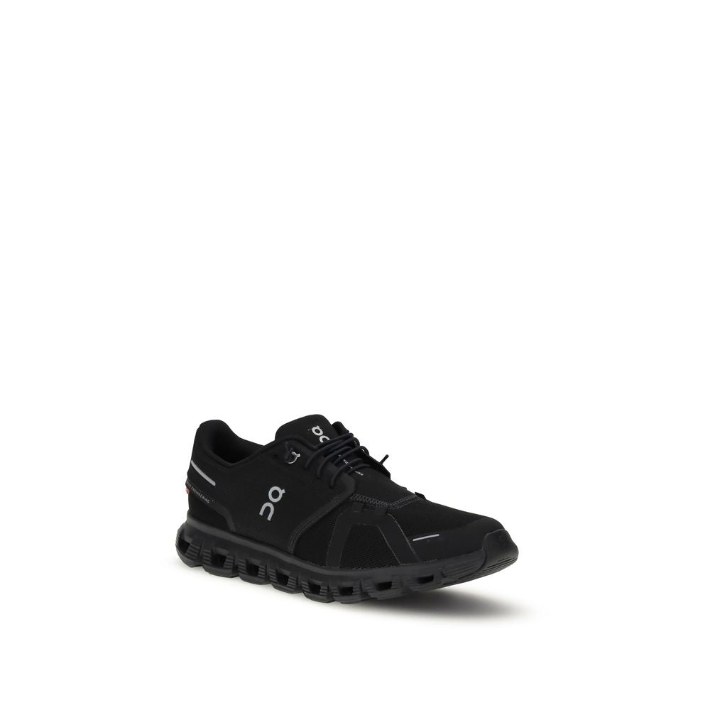 Black Polyurethane Athletic Sneakers