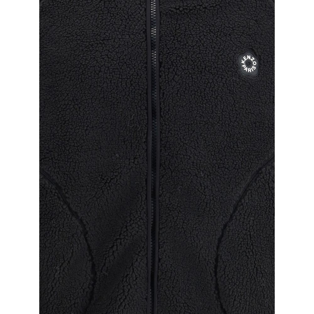 Black Polyester Full-Length Jacket