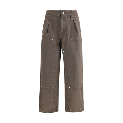 Brown Cotton Casual Pants