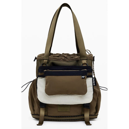 Green Polyester Women Convertible Handbag