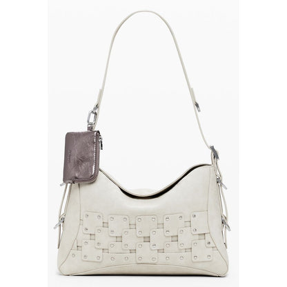Beige Polyurethane Shoulder Bag