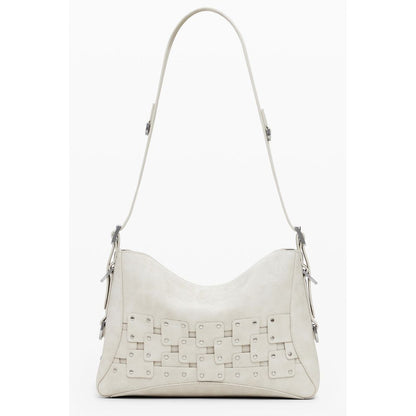 Beige Polyurethane Shoulder Bag