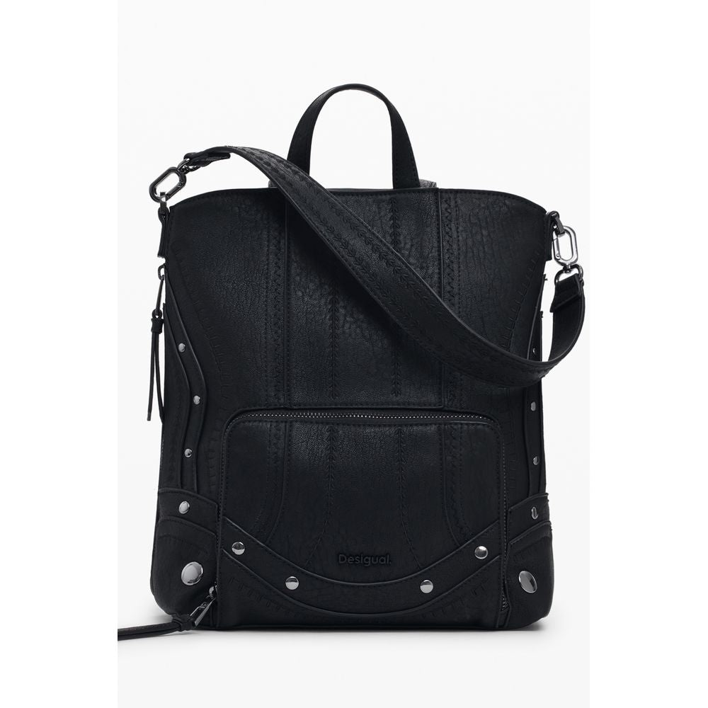 Black Polyethylene Women Backpack