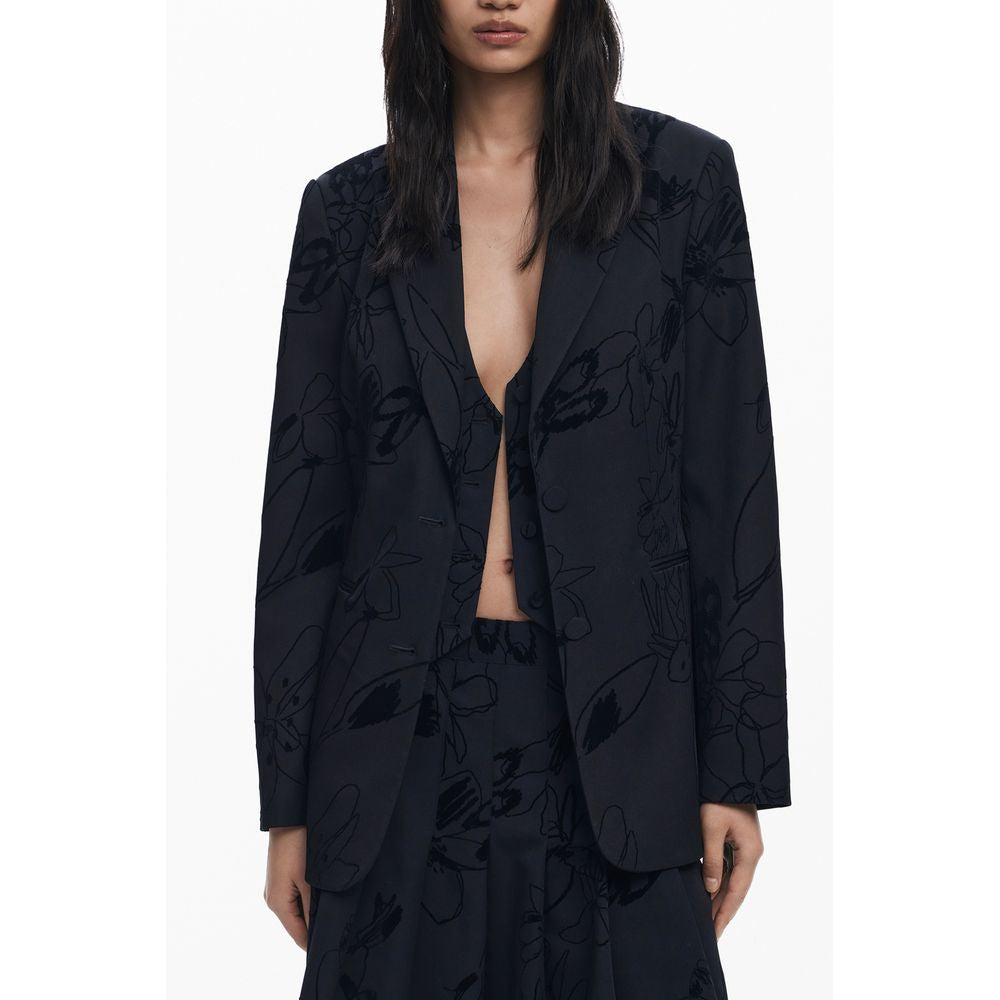 Black Polyester Women Jacket