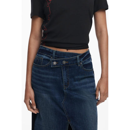 Blue Cotton Women Skirt