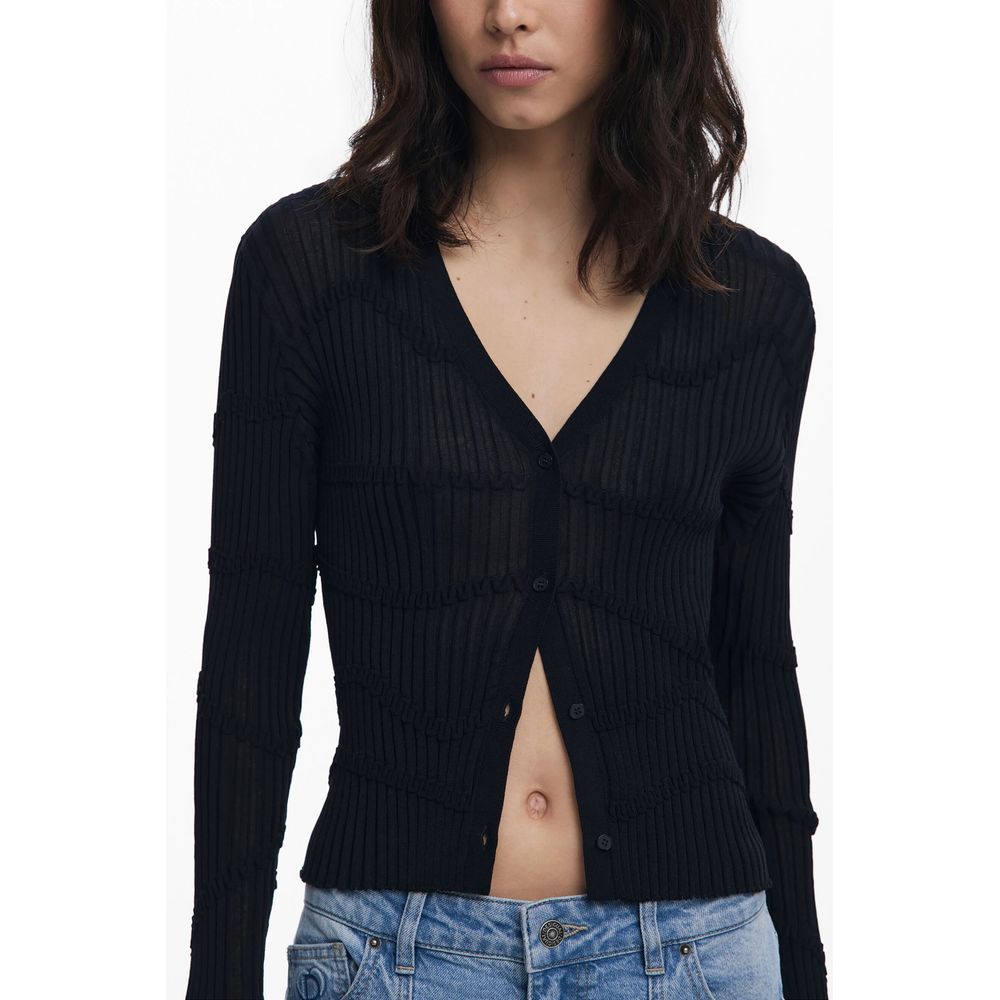 Black Viscose Women Cardigan